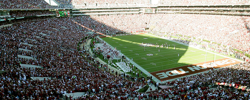 Fans in Bryant-Denny Stadium